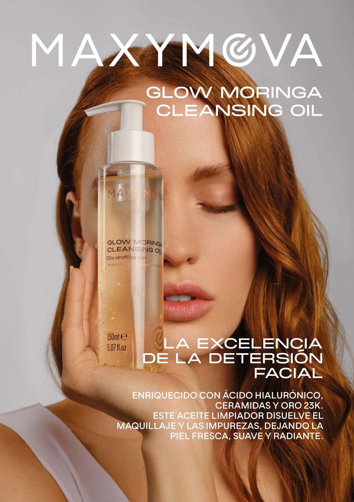 EXPOSITOR DE mostrador GLOW MORINGA CLEANSING OIL MAXYMOVA – IDEAL PARA SALONES DE BELLEZA