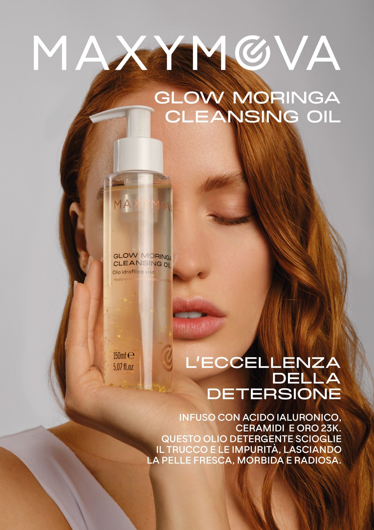 EXPOSITOR DE MOSTRADOR GLOW MORINGA CLEANSING OIL MAXYMOVA – IDEAL PARA SALONES DE BELLEZA