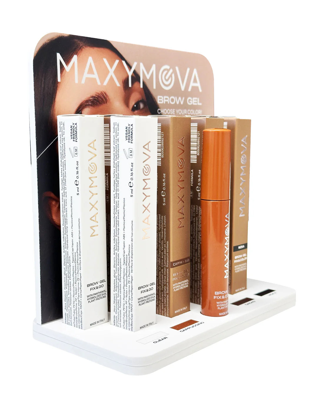 Espositore per gel per sopracciglia MAXYMOVA – 9 scomparti più tester Organizer per salone