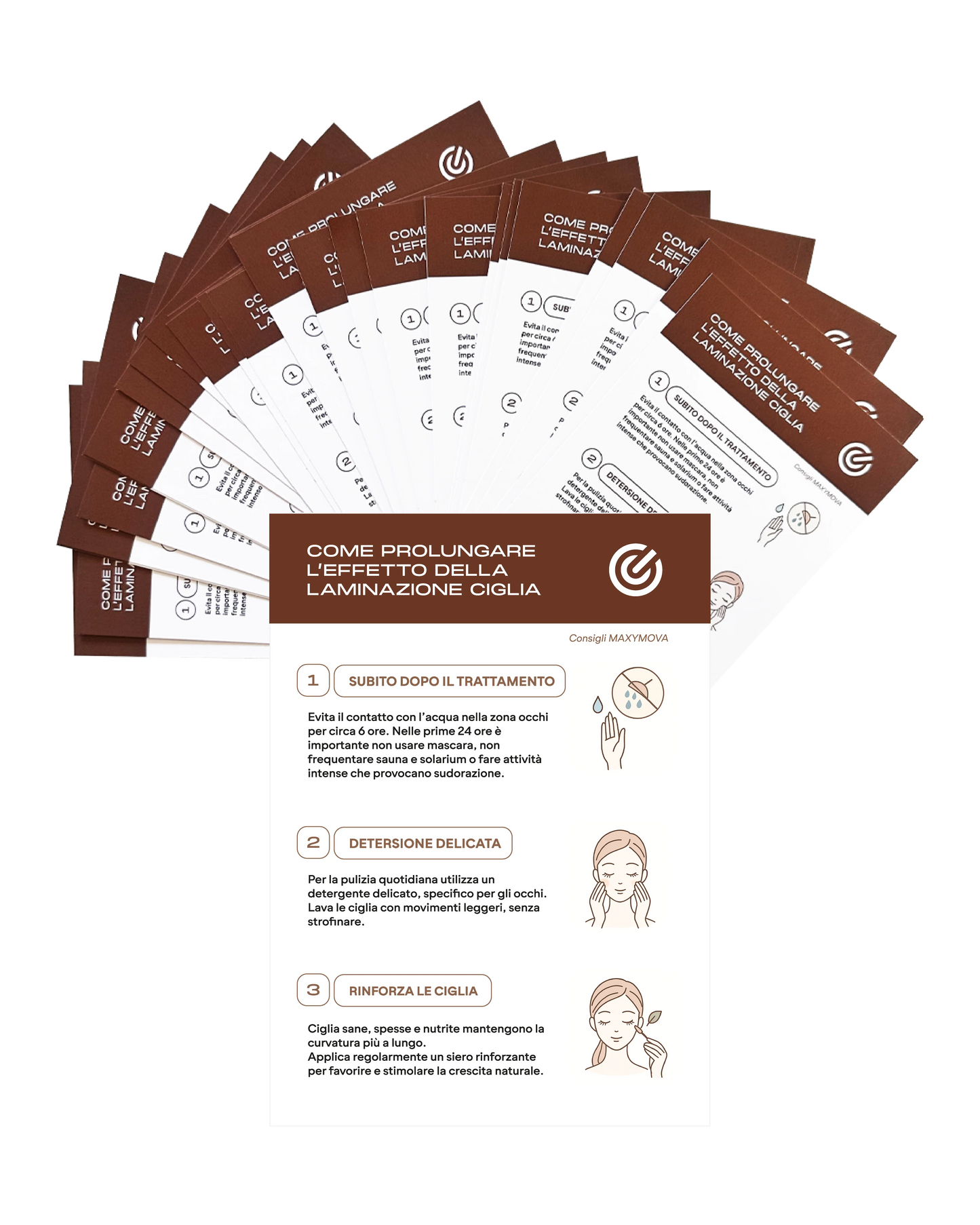 CÓMO MANTENER EL EFECTO DE LA LAMINACIÓN DE PESTAÑAS – Juego de 20 tarjetas A6