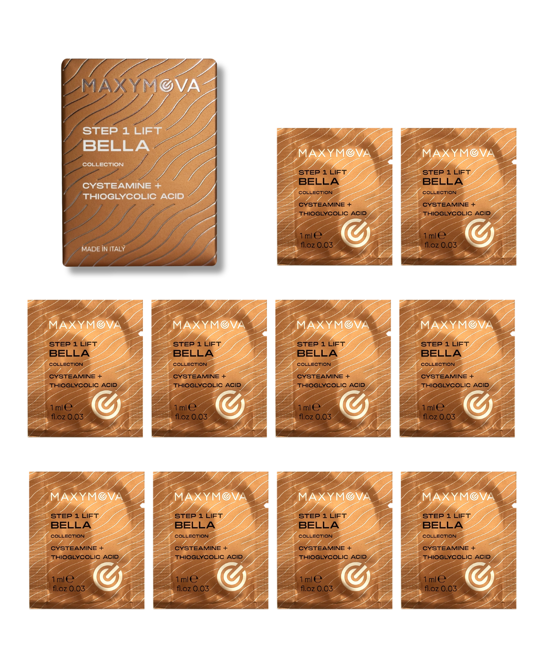STEP 1 LIFT CYSTEAMINE+TGA LAMINATION MONODOSE SACHETS – BELLA COLLECTION KOREAN LASH & BROW SYSTEM – 10 X 1 ML