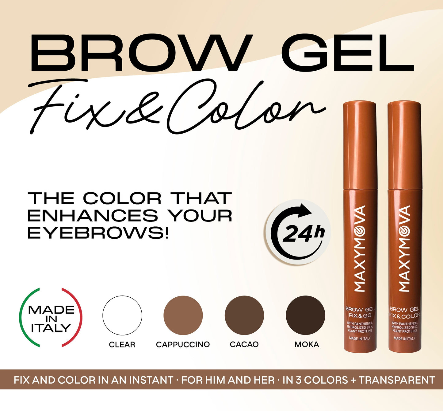 SET 10 BROW GEL FIX&COLOR TINTED GEL DESPUÉS DE LA LAMINACIÓN DE CEJAS. PROMOCIÓN DE SALÓN MAXYMOVA