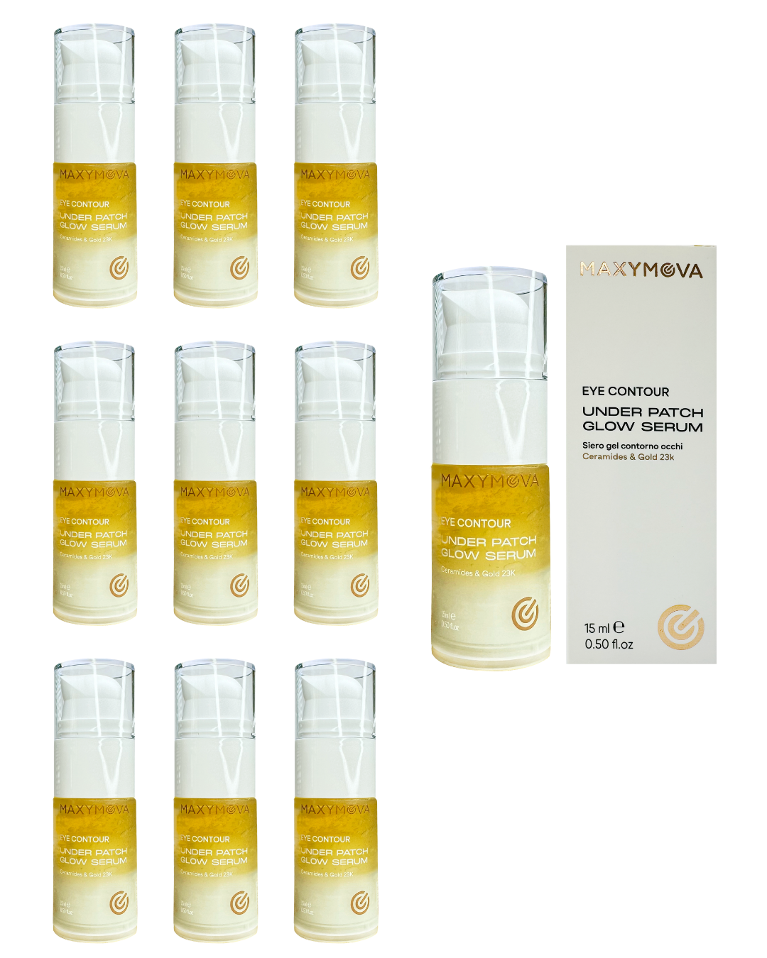 SET 10 UNDER PATCH GLOW SERUM, CUIDADO DEL CONTORNO DE OJOS CON 23K