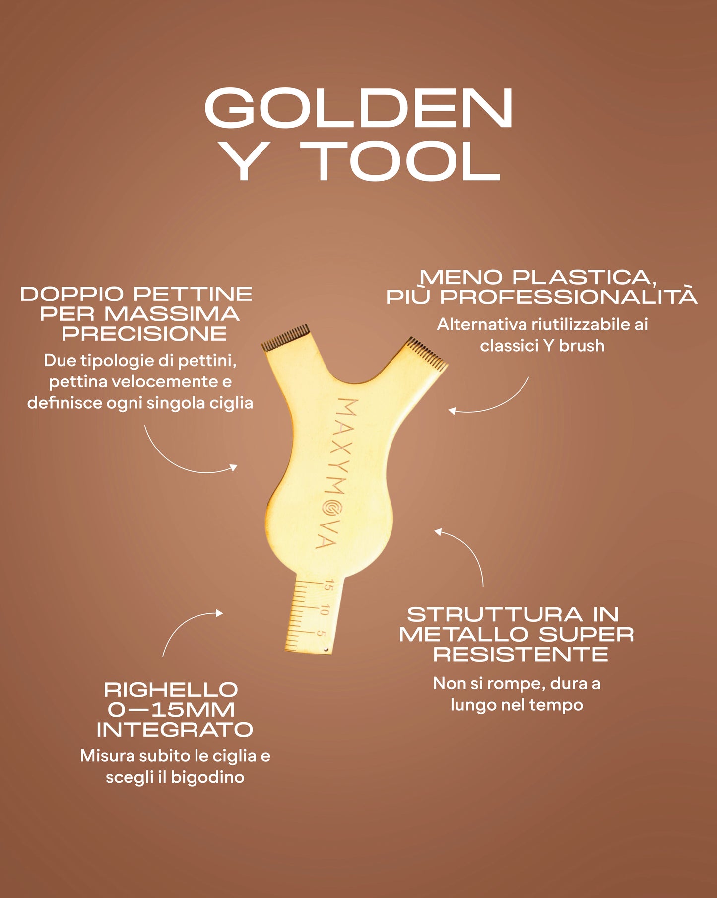Golden Y Metal Tool Aplicador DORADA PARA LEVANTAMIENTO DE PESTAÑAS: PEINES PRECISOS, REGLA DE MEDICIÓN.