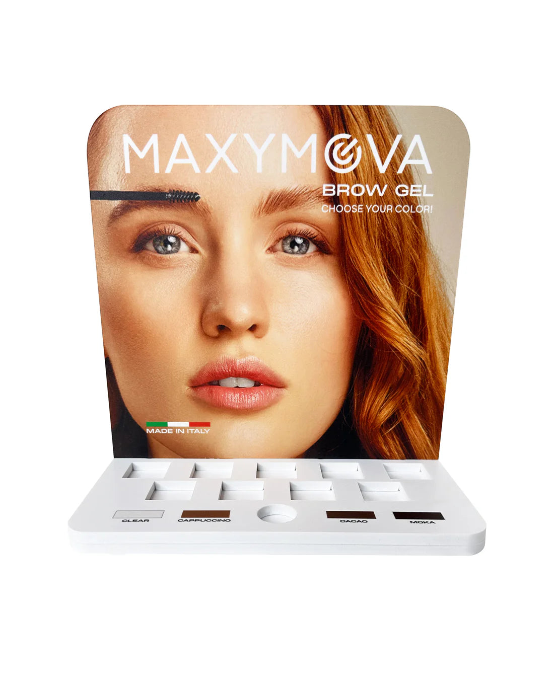Espositore per gel per sopracciglia MAXYMOVA – 9 scomparti più tester Organizer per salone