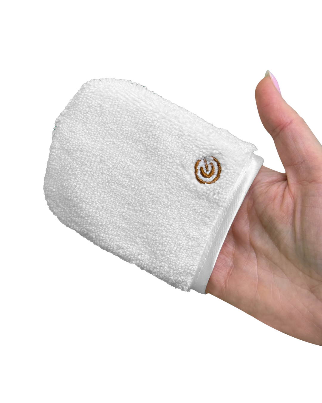 MAXYMOVA – GUANTE DESMAQUILLANTE DE ALGODON ULTRASUAVE – BÑANCO CON LOGOTIPO